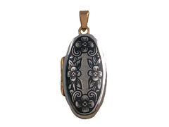 Серебряный медальон «Цветочный орнамент» с позолотой